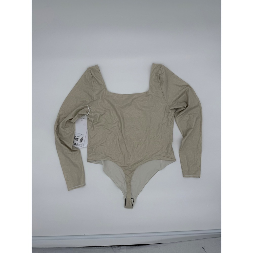 Lululemon Align Long Sleeve Square Neck Bodysuit Gold Metallic Shine - Picture 4 of 4